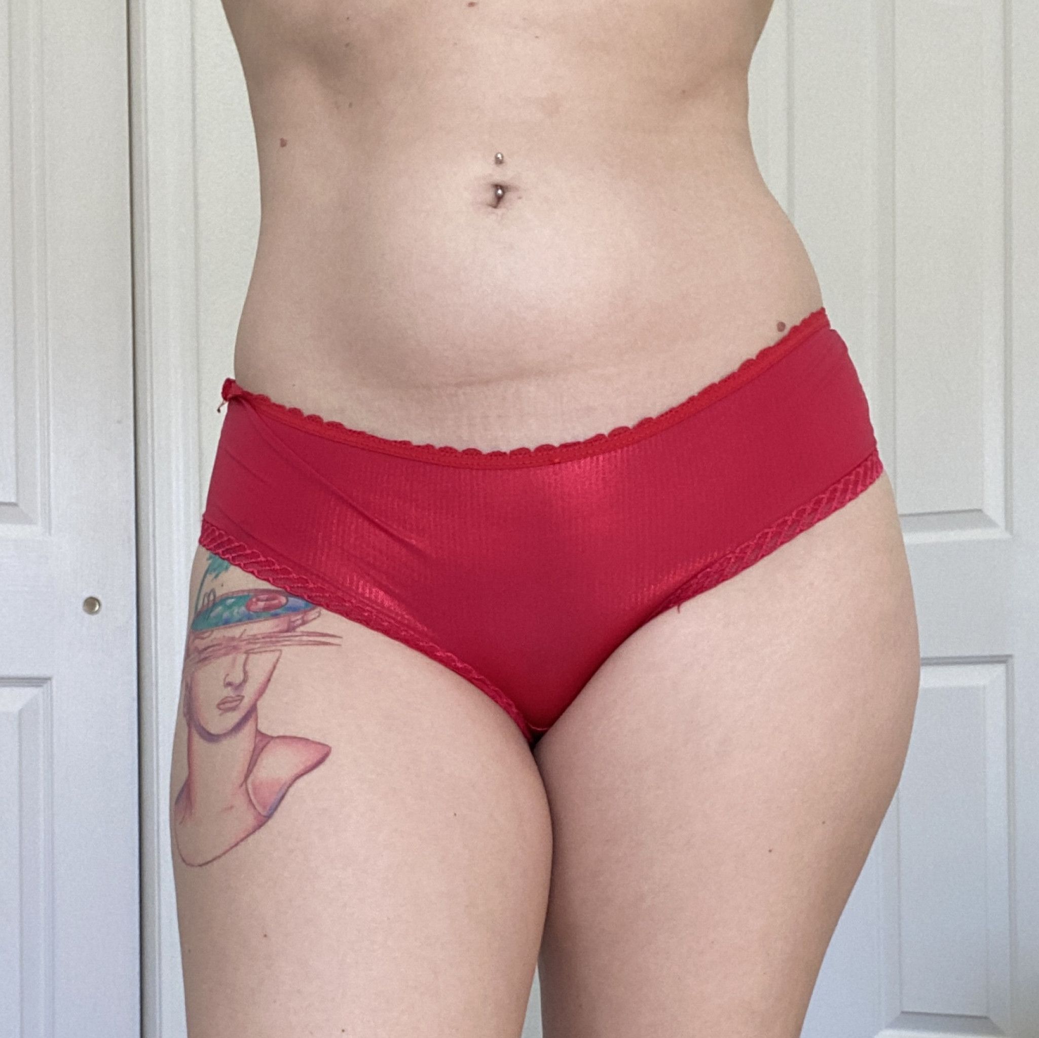 shiny red boyshort panties