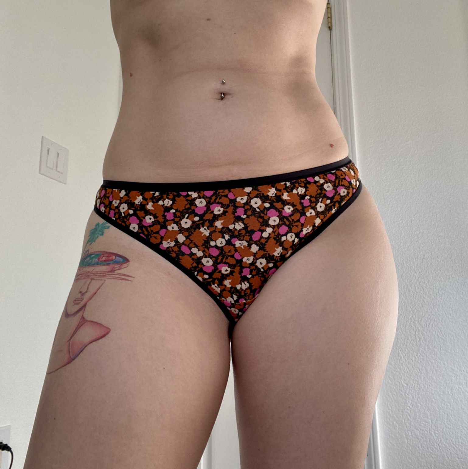 free shipping: flower print thong