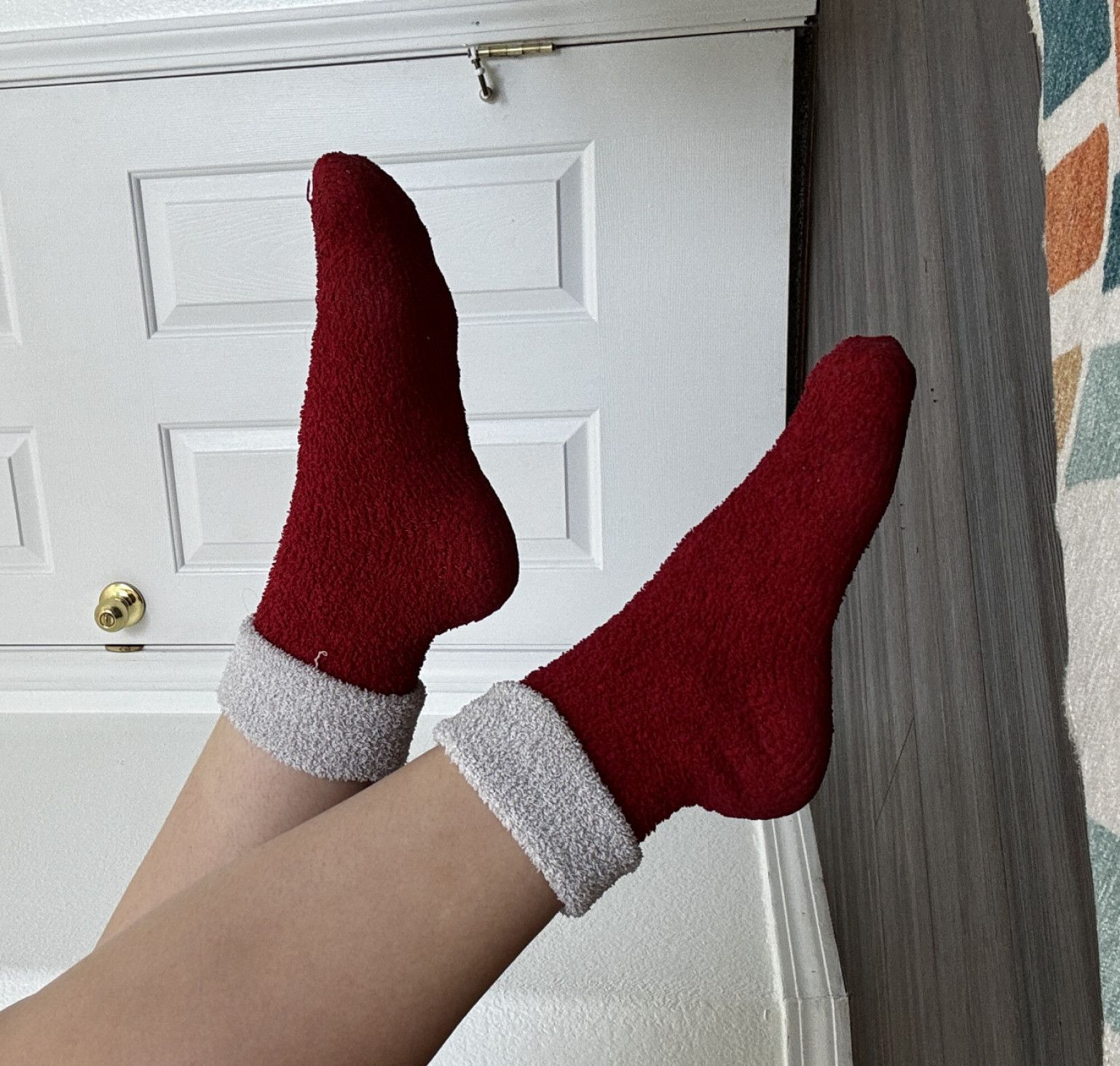 limited time! closet cleanout: fuzzy santa socks