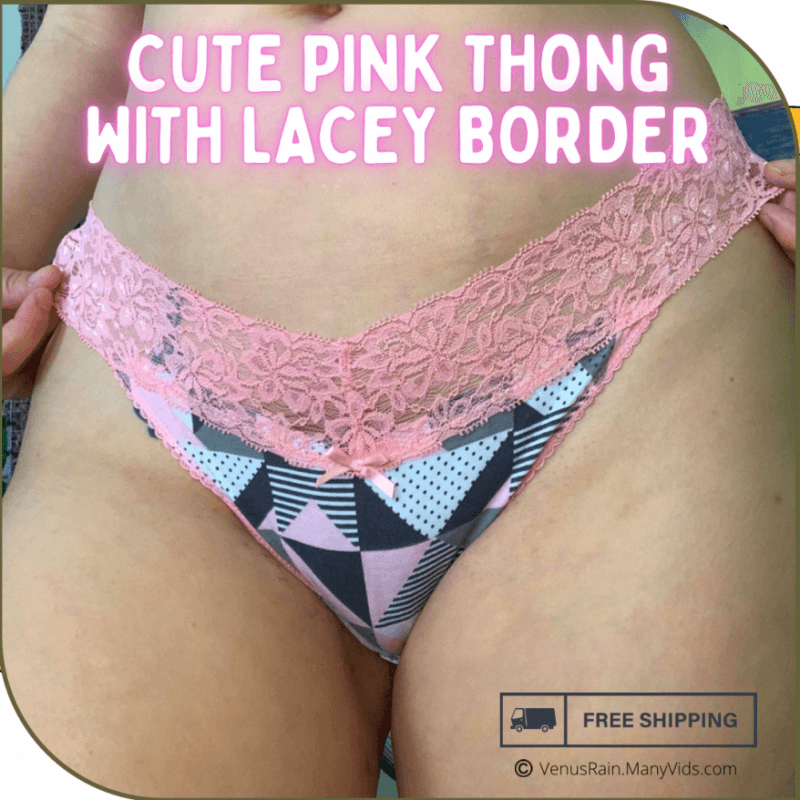 Cute pink thong with lace