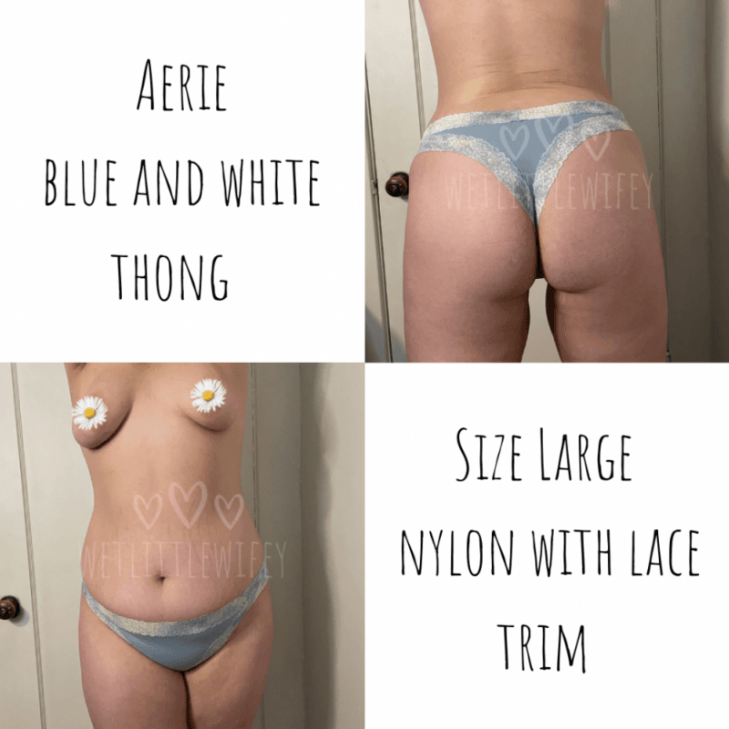 Blue and white aerie thong