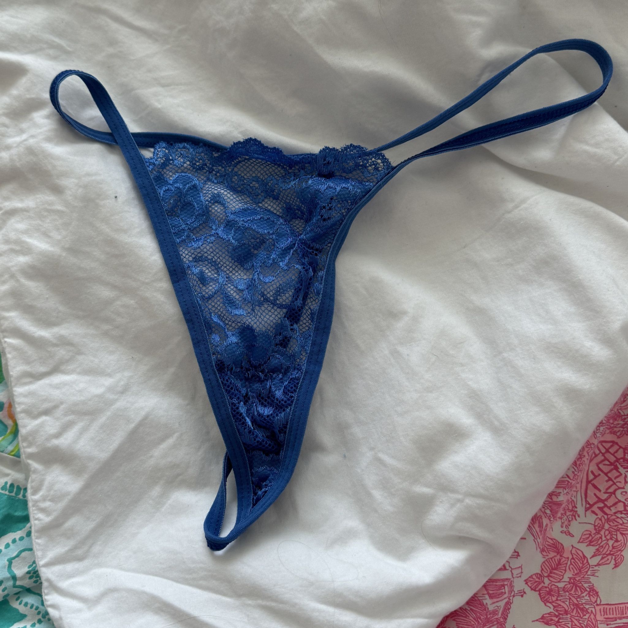 Blue Lace Thong