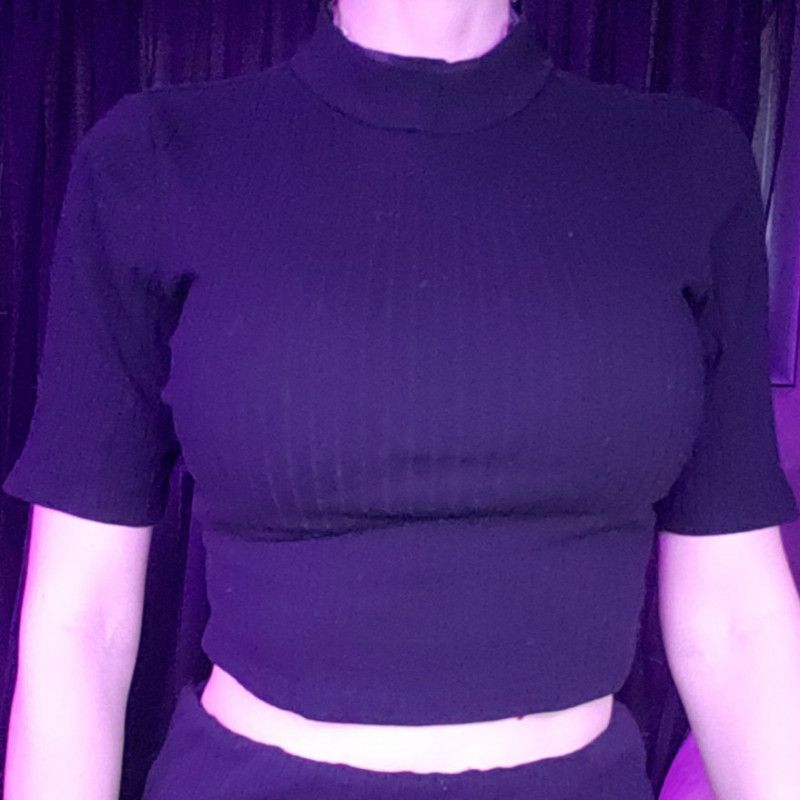 Ribbed crop top with matching skirt