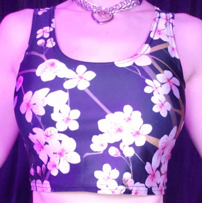 Cherry blossom crop top with matching sk