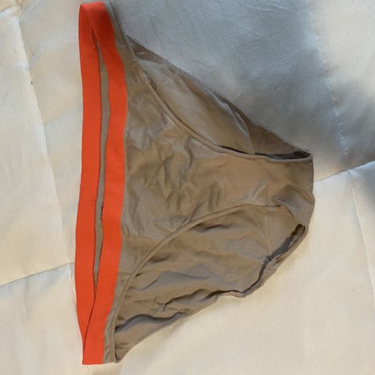 Beige full cover panties w orange trim