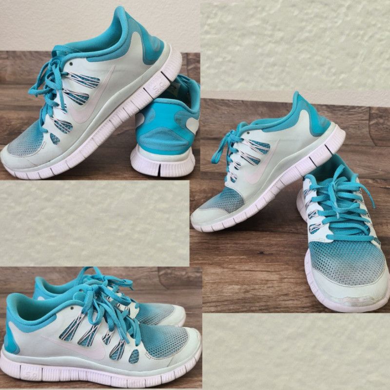 White and teal Nikes