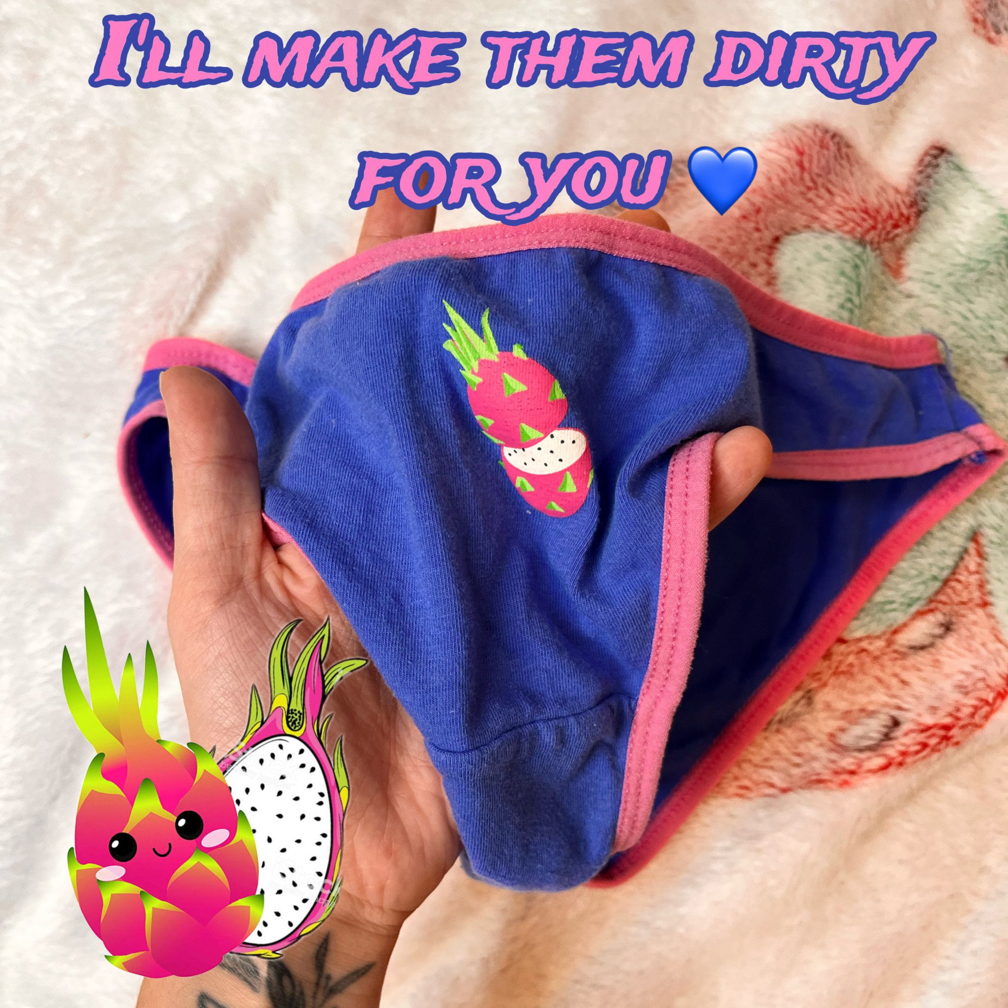 PANTIES WITH DRAGON FRUIT WORN BY ME