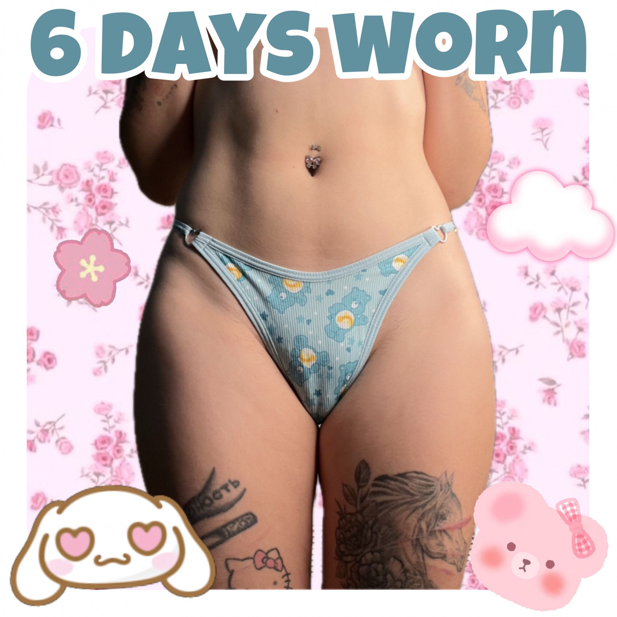 6 DAYS WORN PANTIES WITH CUTE BEARS