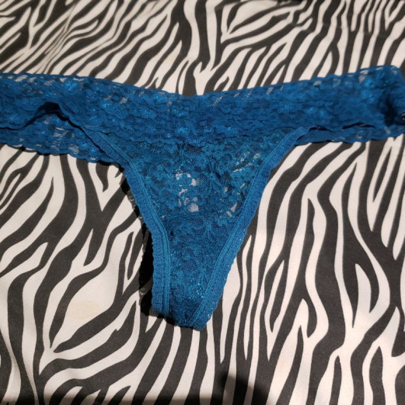 Teal lace thong