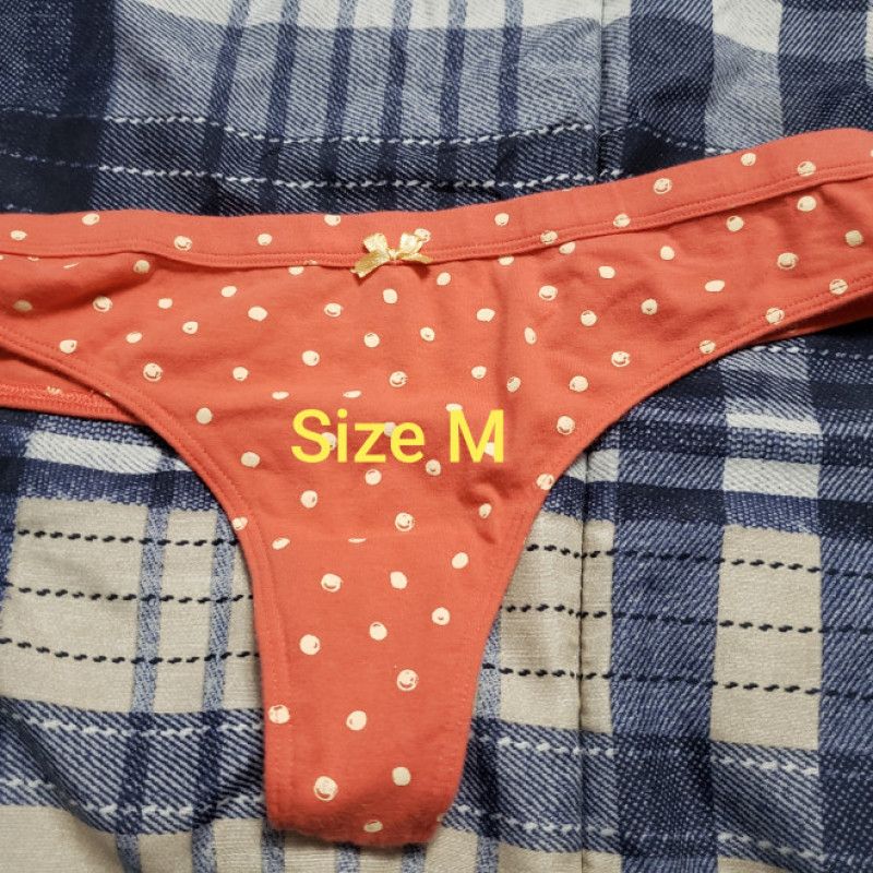 Orange and yellow cotton polka dot thong