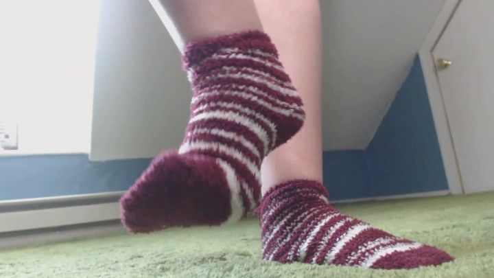 Fluffy Red Striped Socks