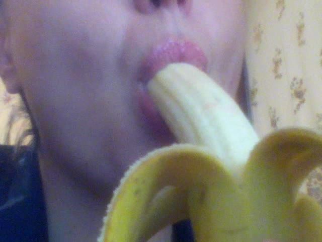 Tasty banana sucking