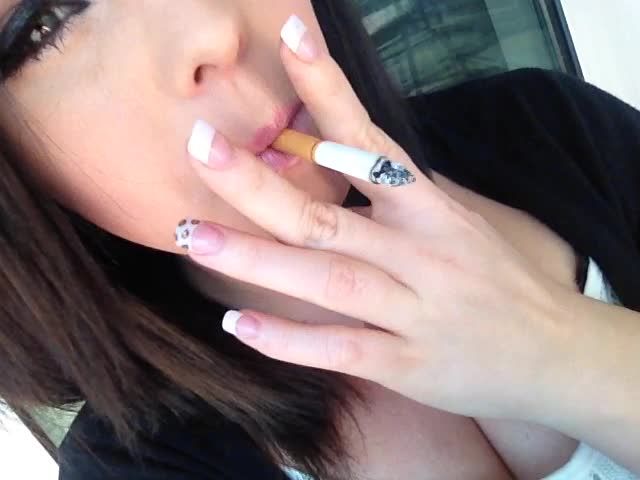 Dark Hair Smoking Long Nails Pussy Tease