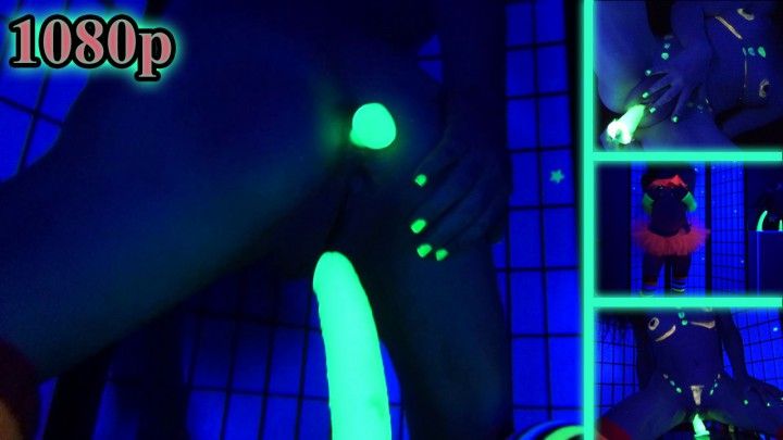 7) Blacklight Strip Tease and Dildo Fuck