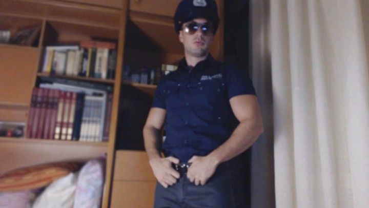 Police striptease and masturbation