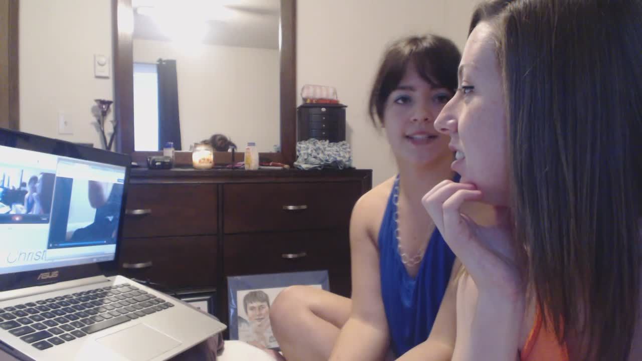 Two girls laugh at your eating your cum