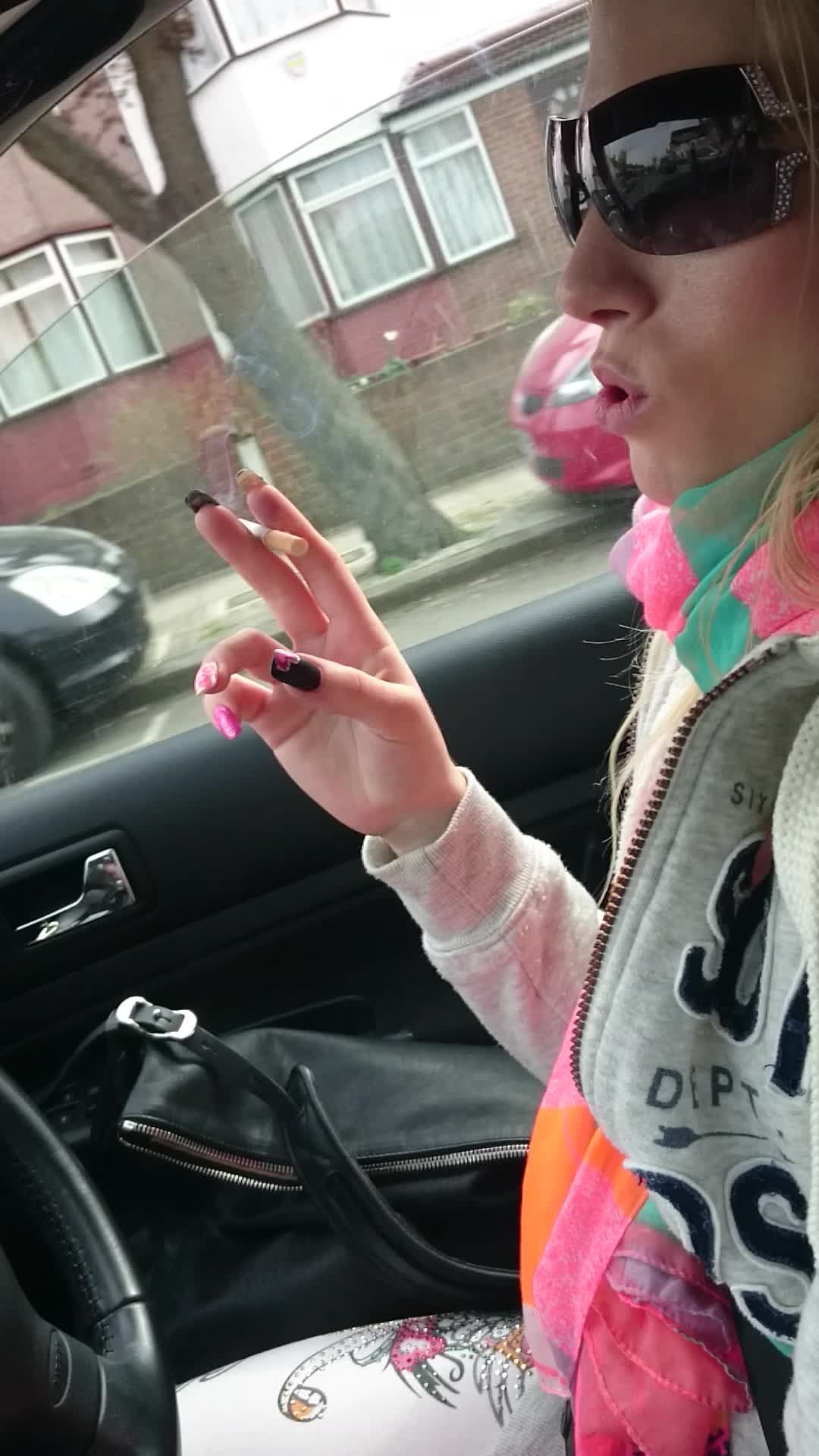 smoking a cig in the car