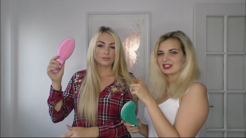 Jerk Off While We Brush Our Blonde Hair