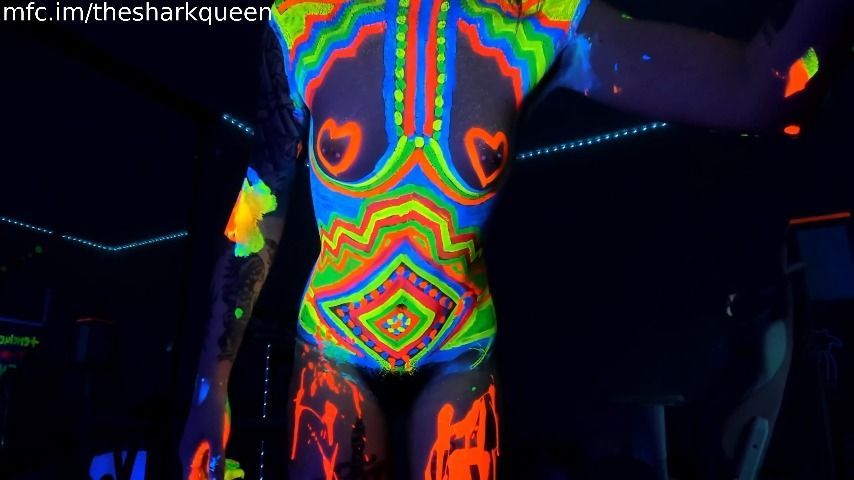 Showing off my blacklight body paint