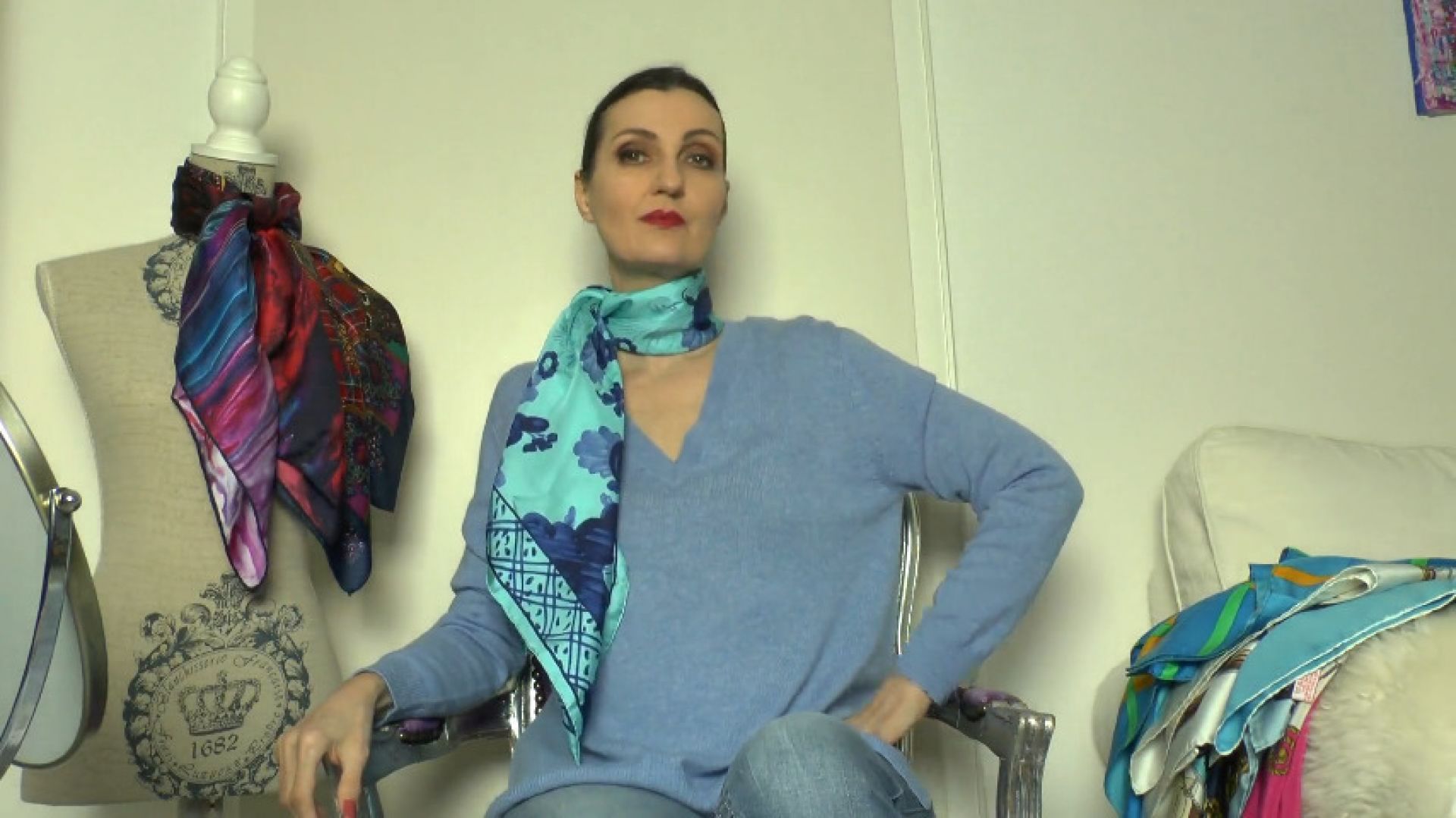 Cashmere sweater and silk scarf styling part 2