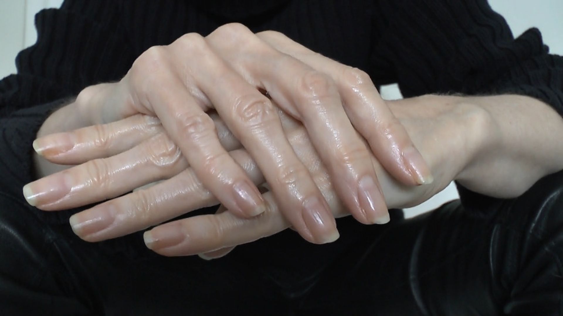 Creamed hands close-ups