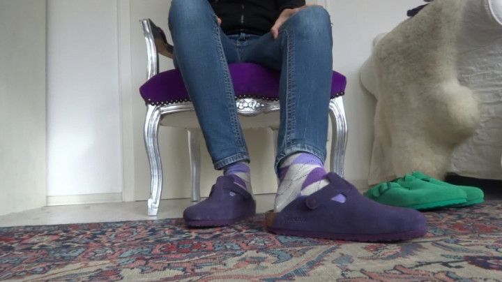 Socks and slippers show, cum on my socks