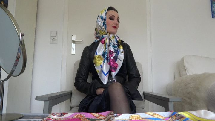 New satin headscarves worn elegantly