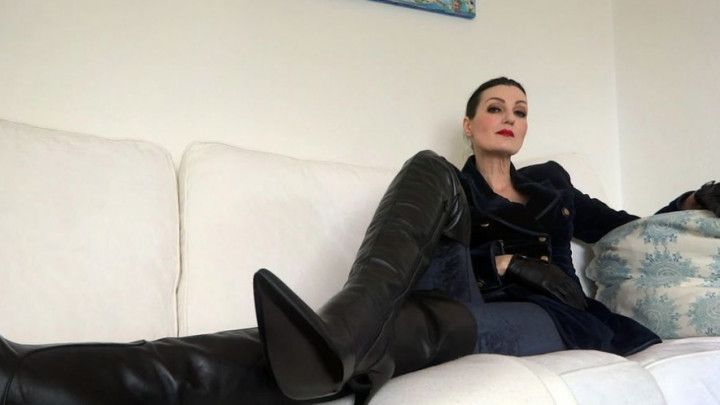 Boot Mistress: Play with your nipples and your cock