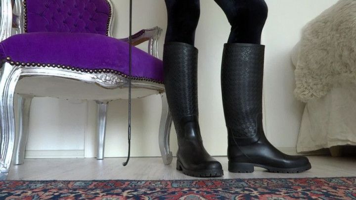 Wellington's Mistress: Cum on my rubber boots