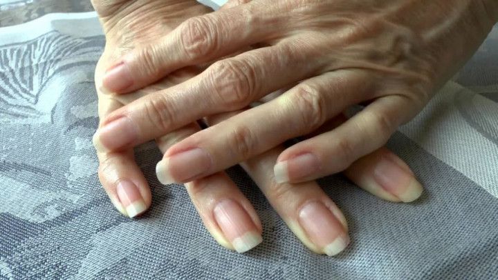 Close-up of natural long fingernails