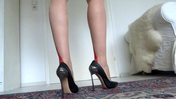 Perfect legs and stiletto metal heel high heels pumps