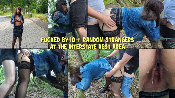 Fucked by 10+ random strangers at the interstate rest area