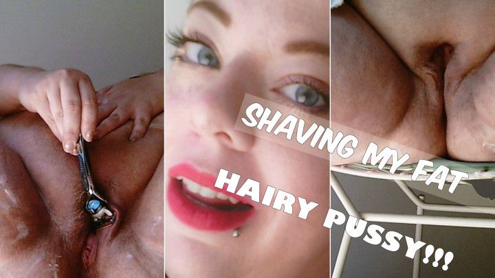 Shaving my Fat Hairy Pussy Closeup