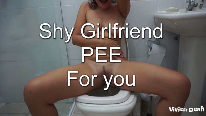 Shy girlfriend strips and PEE for you