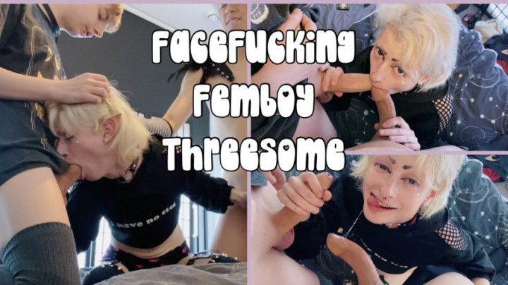 Facefucking Femboy Threesome