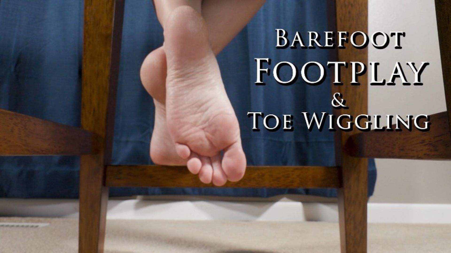 Barefoot Footplay and Toe Wiggling Feet Soles Under Chair