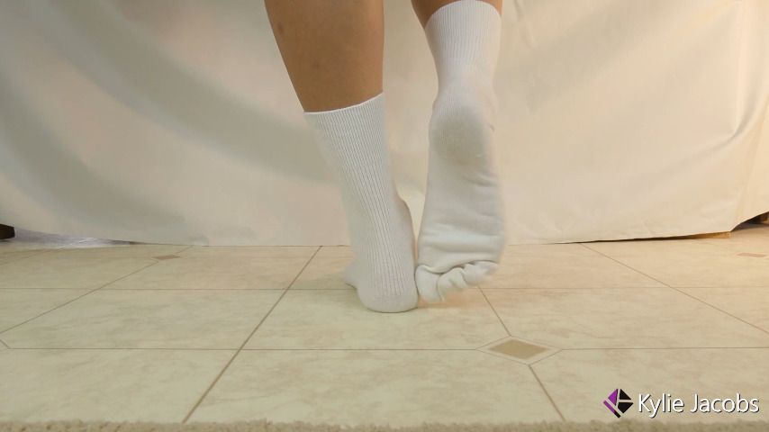 Standing in White Crew Socks