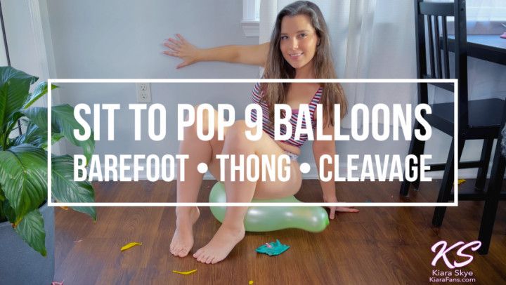 9 Pearl Balloons Sit to Pop in a Thong with Eye Contact