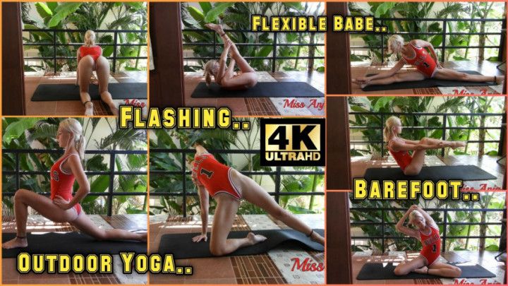 4K Outdoor Yoga Stretching In Swimsuit