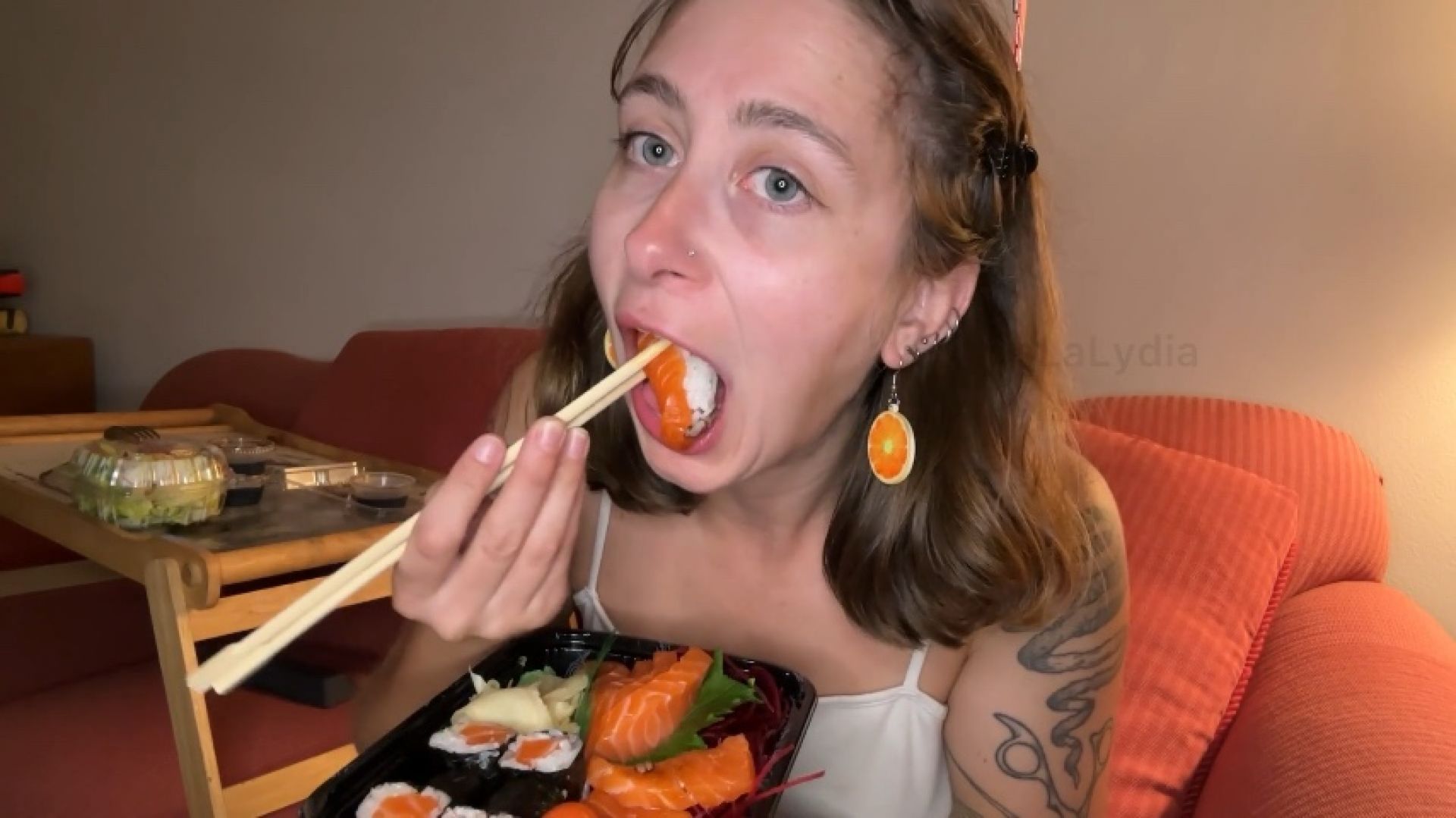 Topless Hairy Armpits Sushi Mukbang