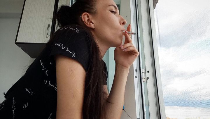 Smoking at the window