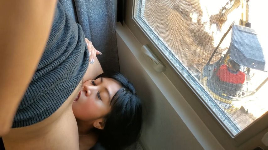 Ember Snow/Andreina Public Window Orgasm