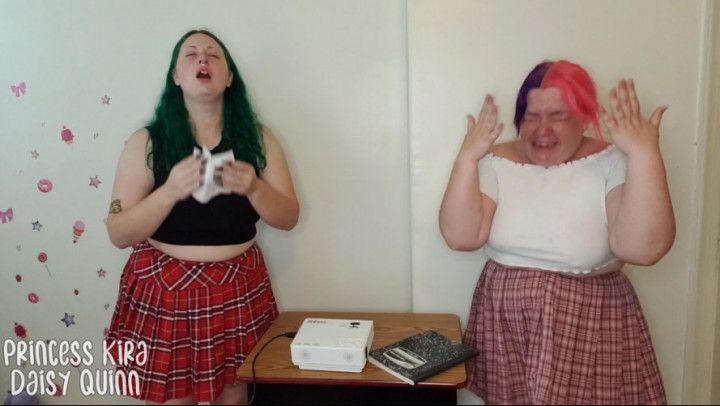 Schoolgirls Sneeze During Presenation