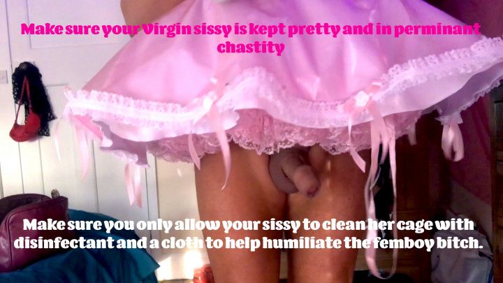 sissy cleans her clitty cage and cock