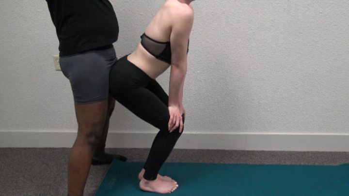 White booty black leggings vpl grinding