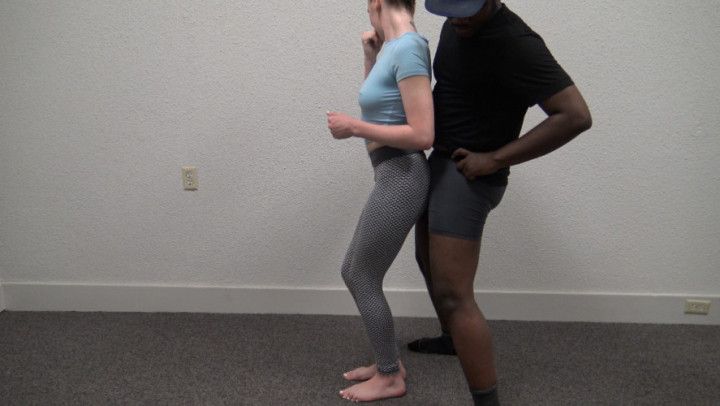 Booty grinding dance in grey leggings