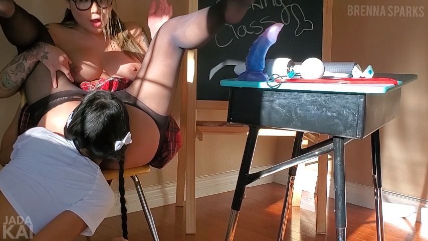 Asian Schoolgirl Makes Brenna Sparks Cum