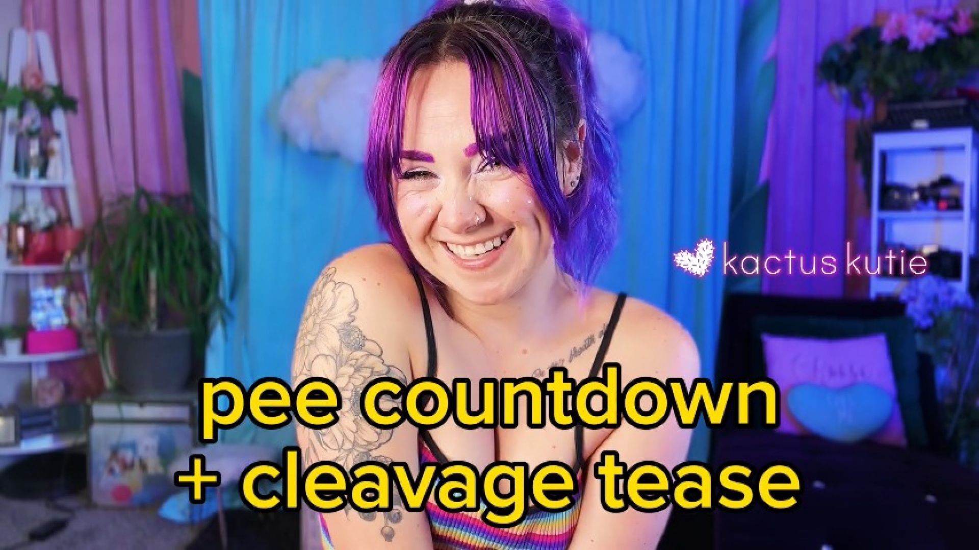 pee countdown and cleavage tease