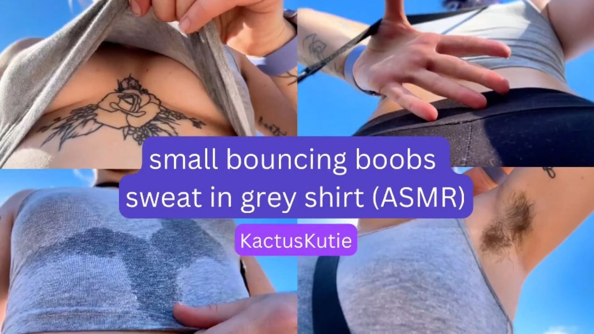 small bouncing boobs sweat in grey shirt