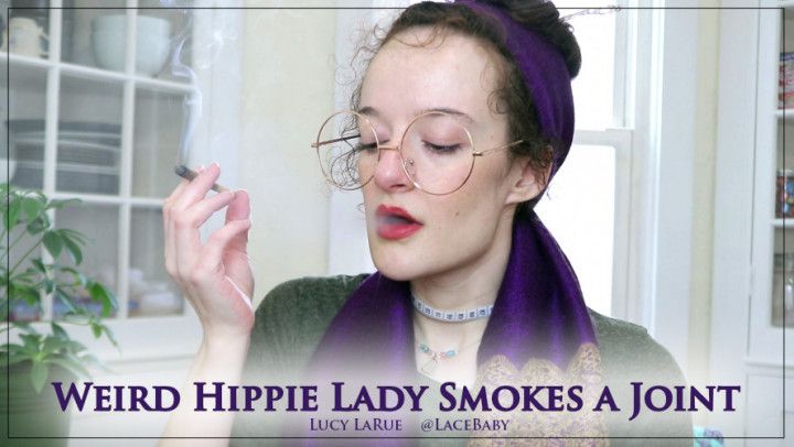 Weird Hippie Lady Smokes a Joint